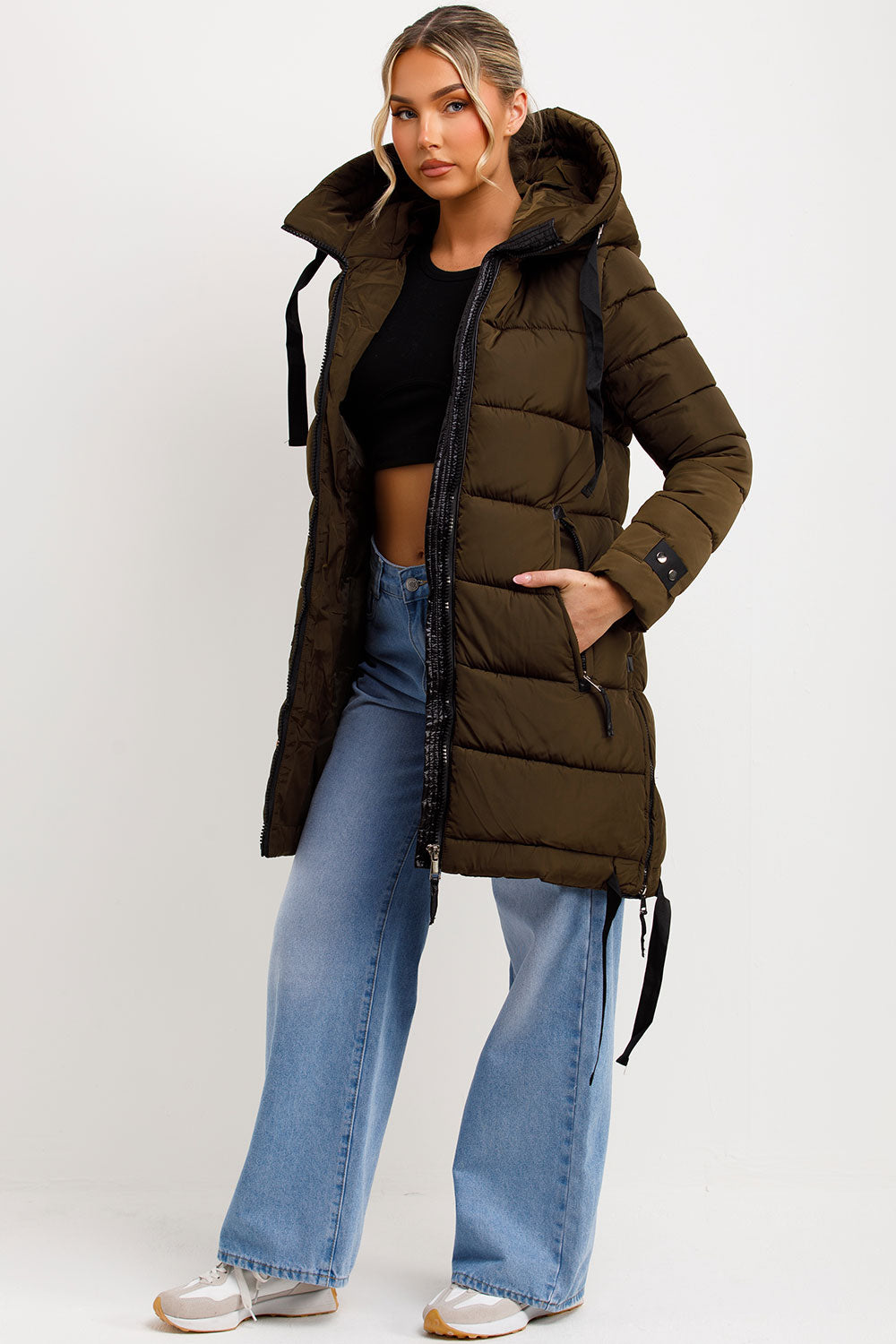 womens longline winter coat with hood