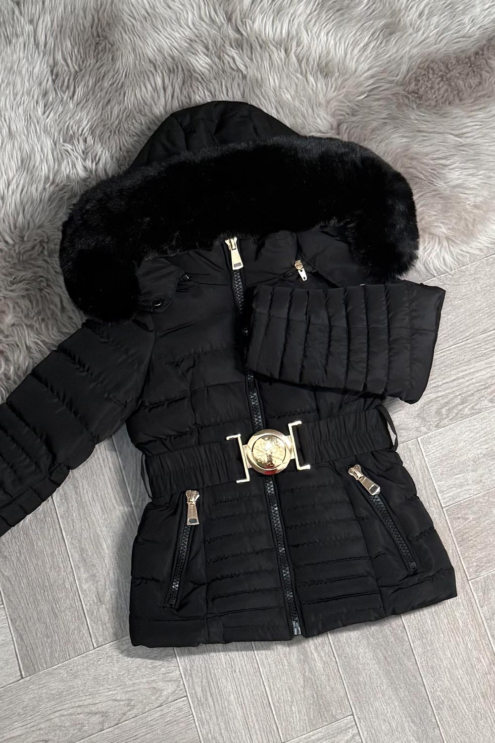 girls next coat with faux fur hood back to school