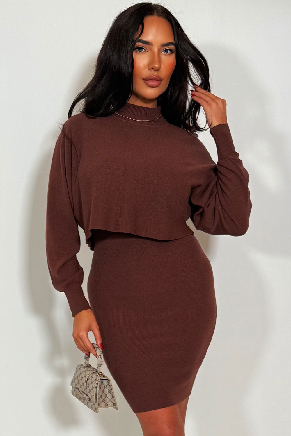 long sleeve knitted jumper dress for christmas party outfit