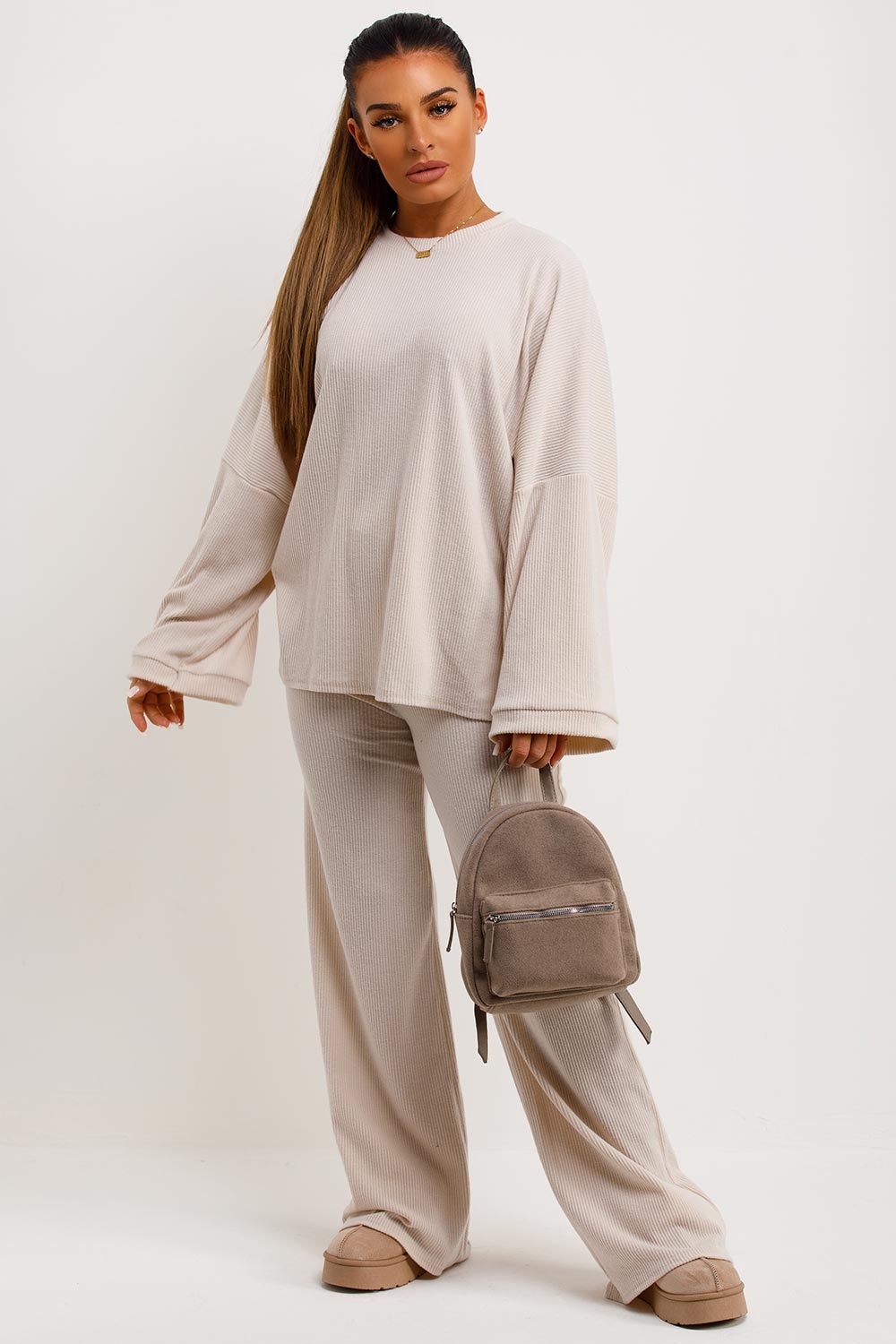 womens ribbed loungewear set