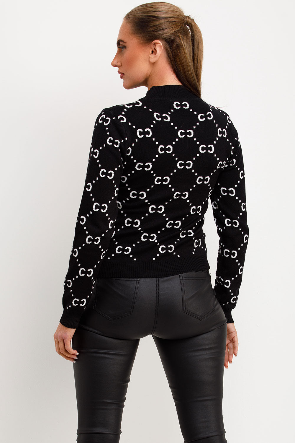 long sleeve knitted jumper with gold buttons chanel inspired