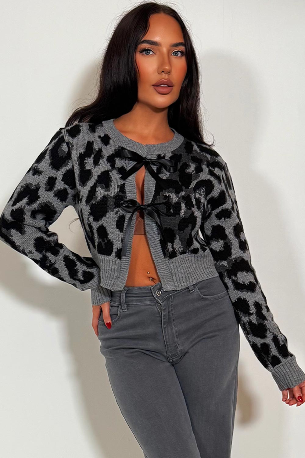 knitted cardigan with bow tie front christmas party outfit styledup