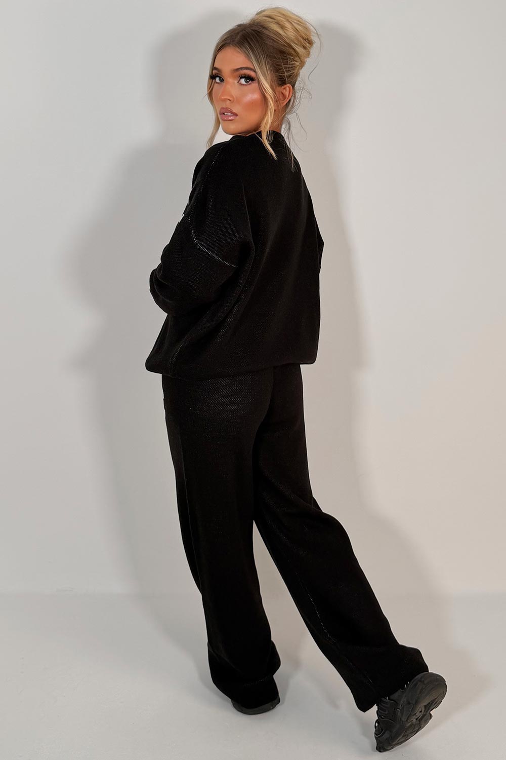 womens knitted lounge set with contrast c slogan couture club womens uk