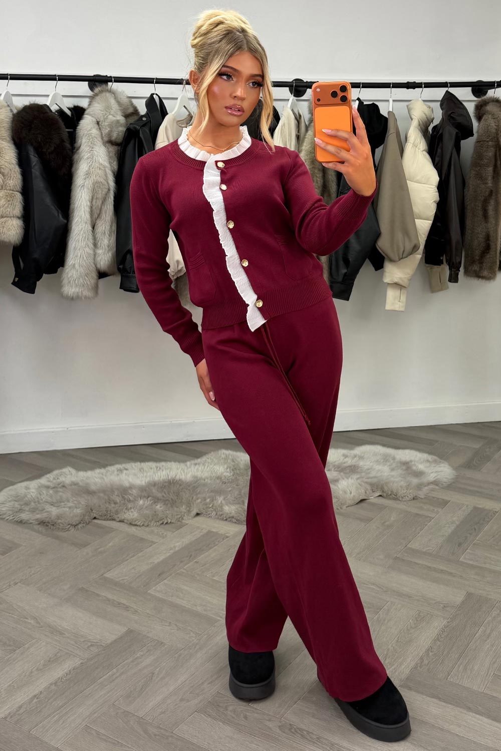 womens knitted jumper top and trousers two piece set going out occasion outfit styledup uk