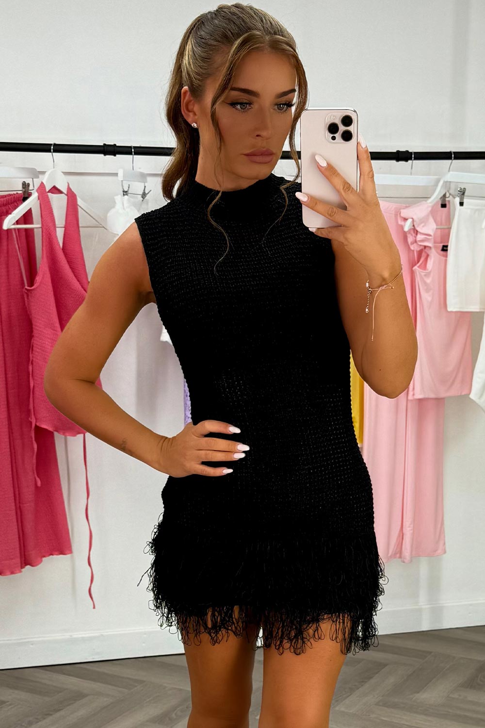 crochet mini dress with tassel hem zara womens uk