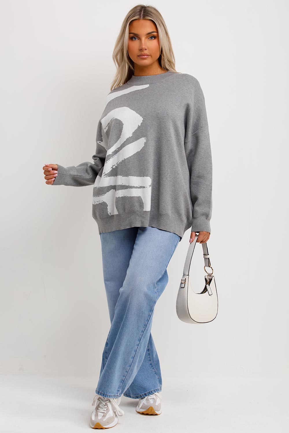 love slogan knitted oversized jumper
