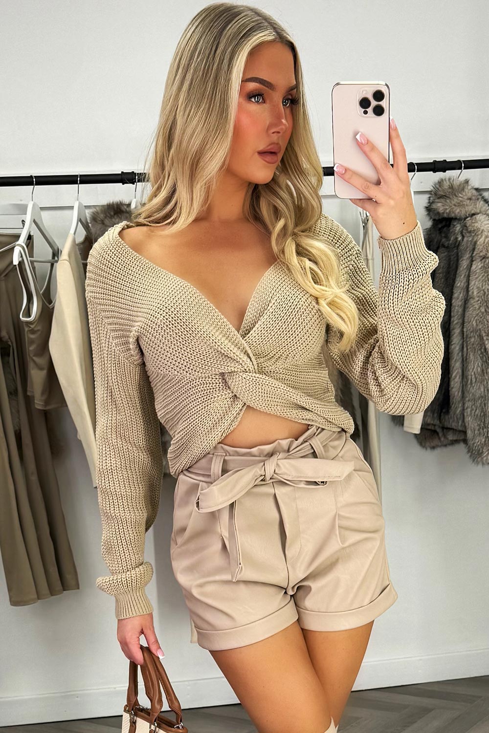 knitted jumper with twist front long sleeves styledup