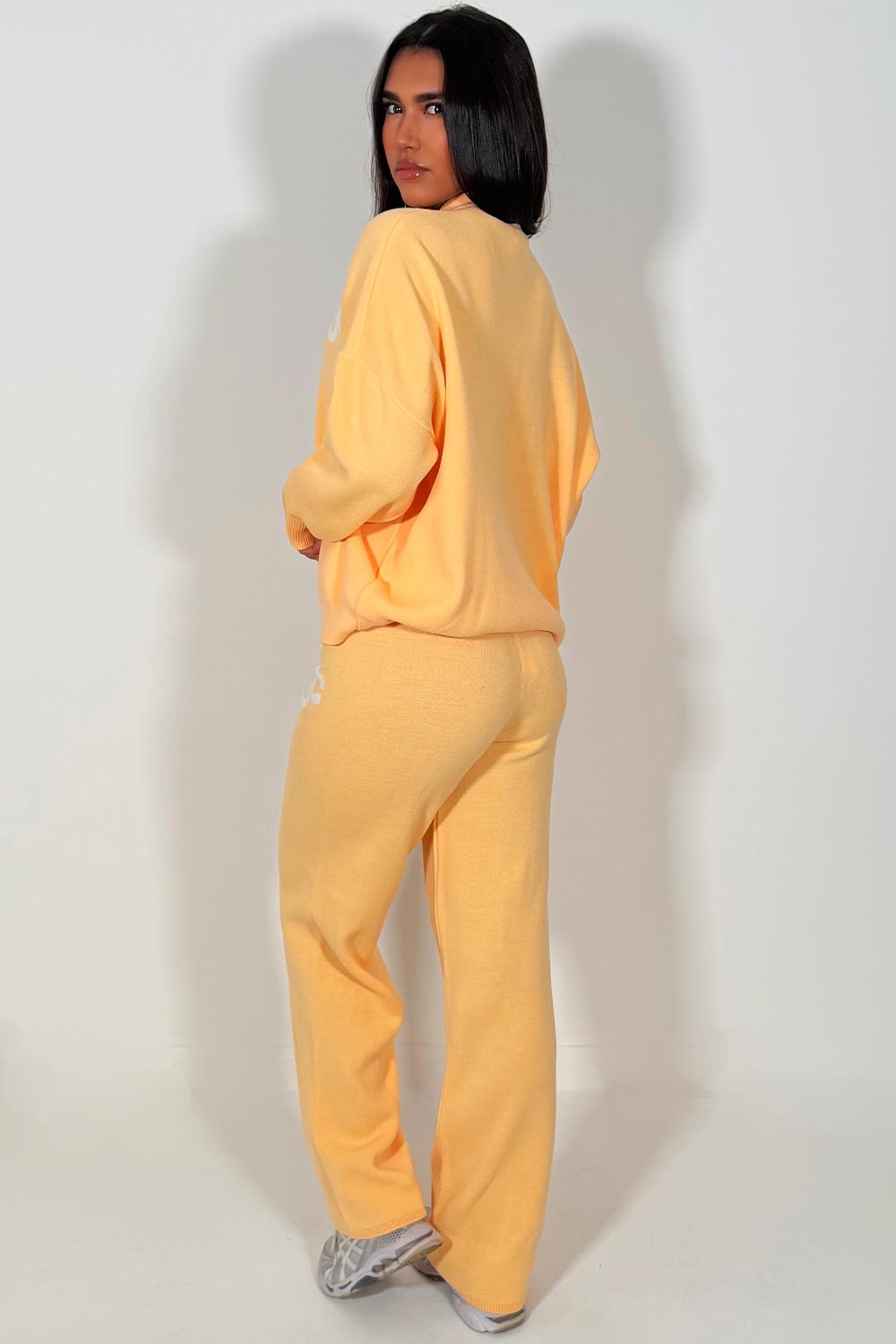 womens knitted sweatshirt jumper and knitted trouser lounge set couture club uk sale