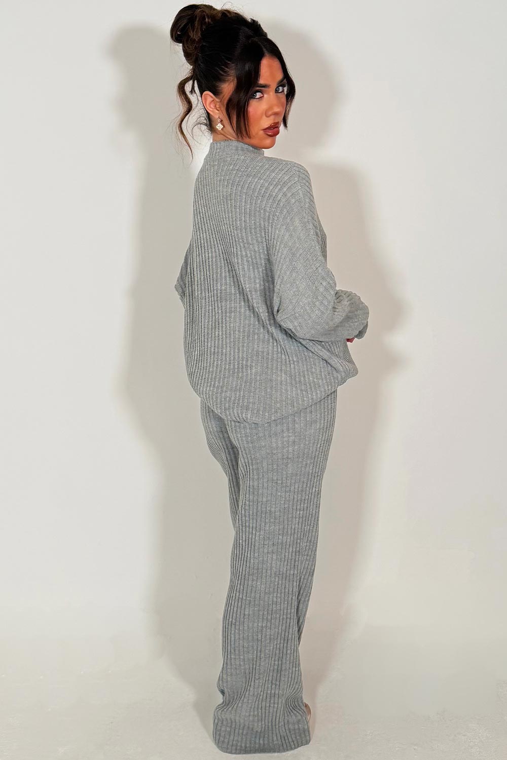 womens knitted loungewear set couture club contrast emblem co ord