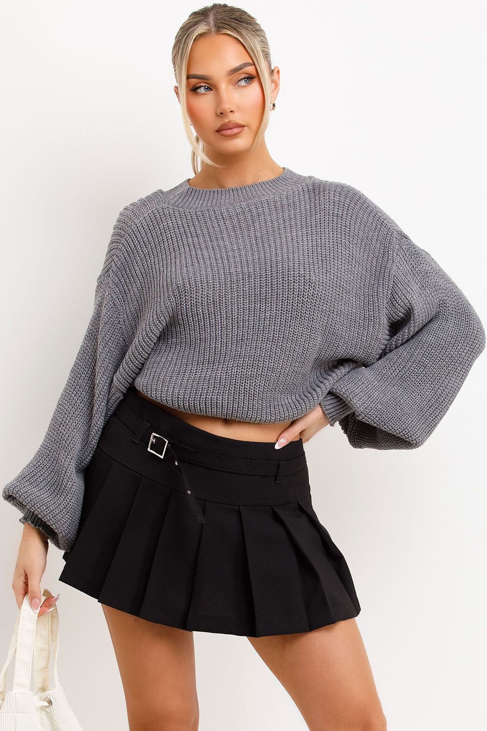 knitted long sleeve crop jumper