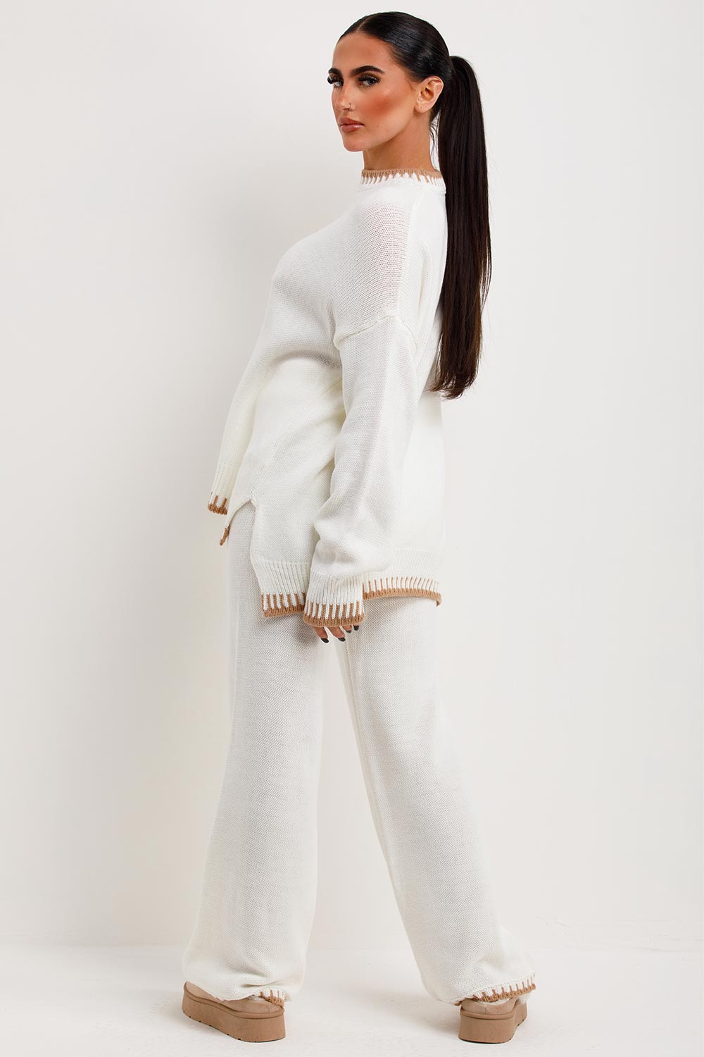 loungewear set with knitted detail