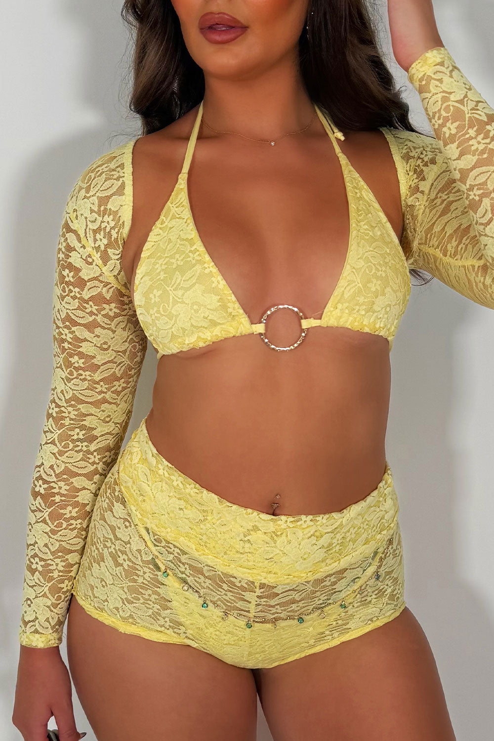 bikini shorts and crop top 4 piece set holiday outfit uk styledup