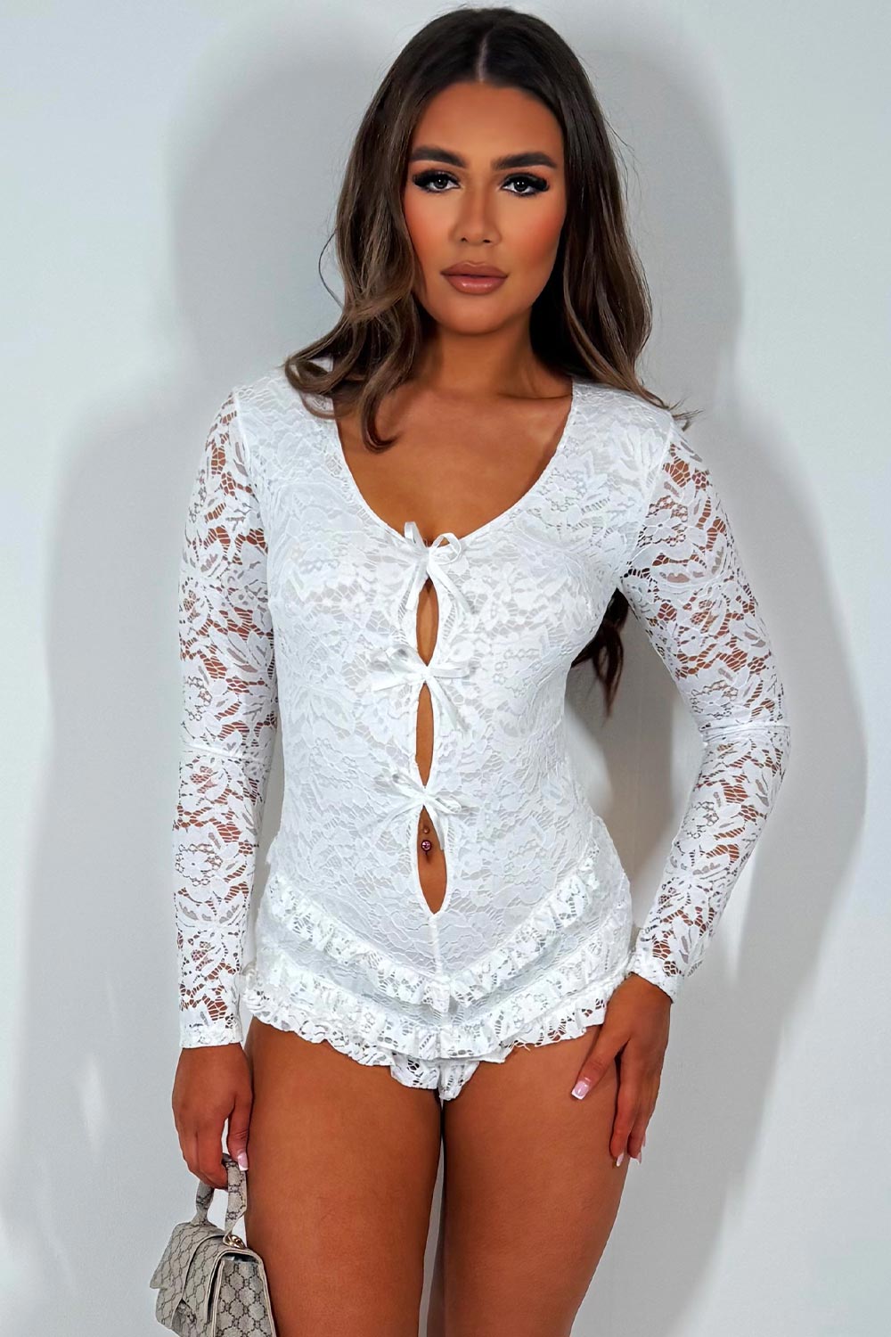 long sleeve lace playsuit festival holiday outfit