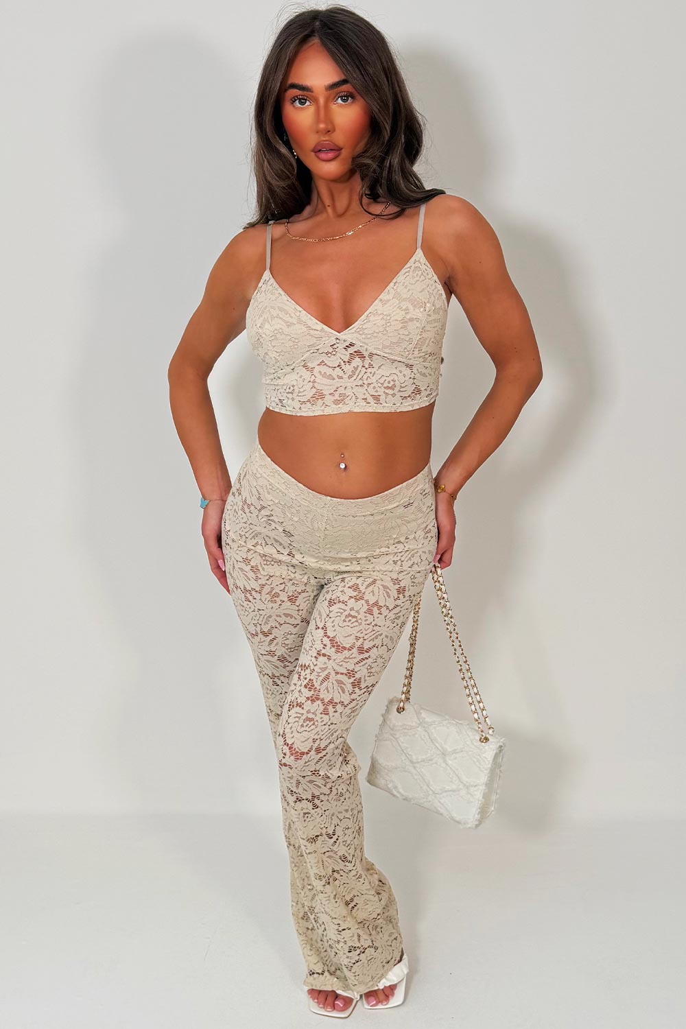 womens festival lace trousers and top co ord set gong out date night rave outfit styledup uk