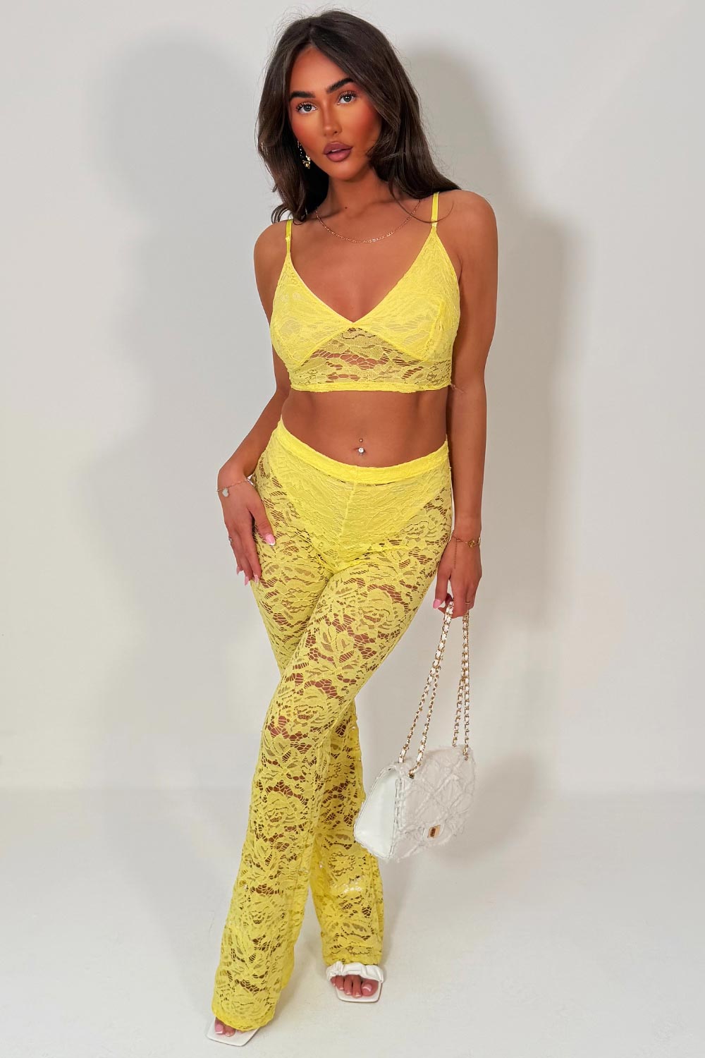 womens festival lace trousers and top co ord set gong out date night rave outfit styledup uk