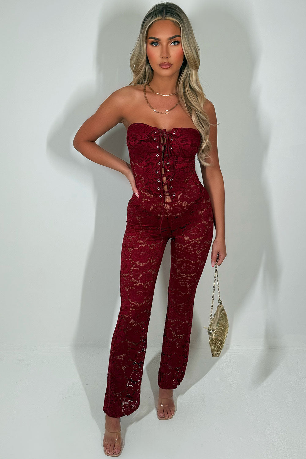 bardot lace jumpsuit festival going out outfit