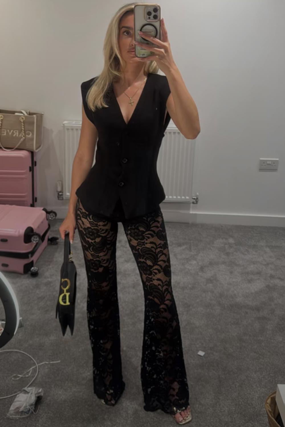 flared lace black trousers styledup fashion