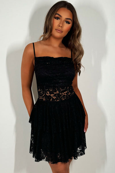 Black Frilly Ruffle Lace Dress Rave Festival Outfit – Styledup.co.uk
