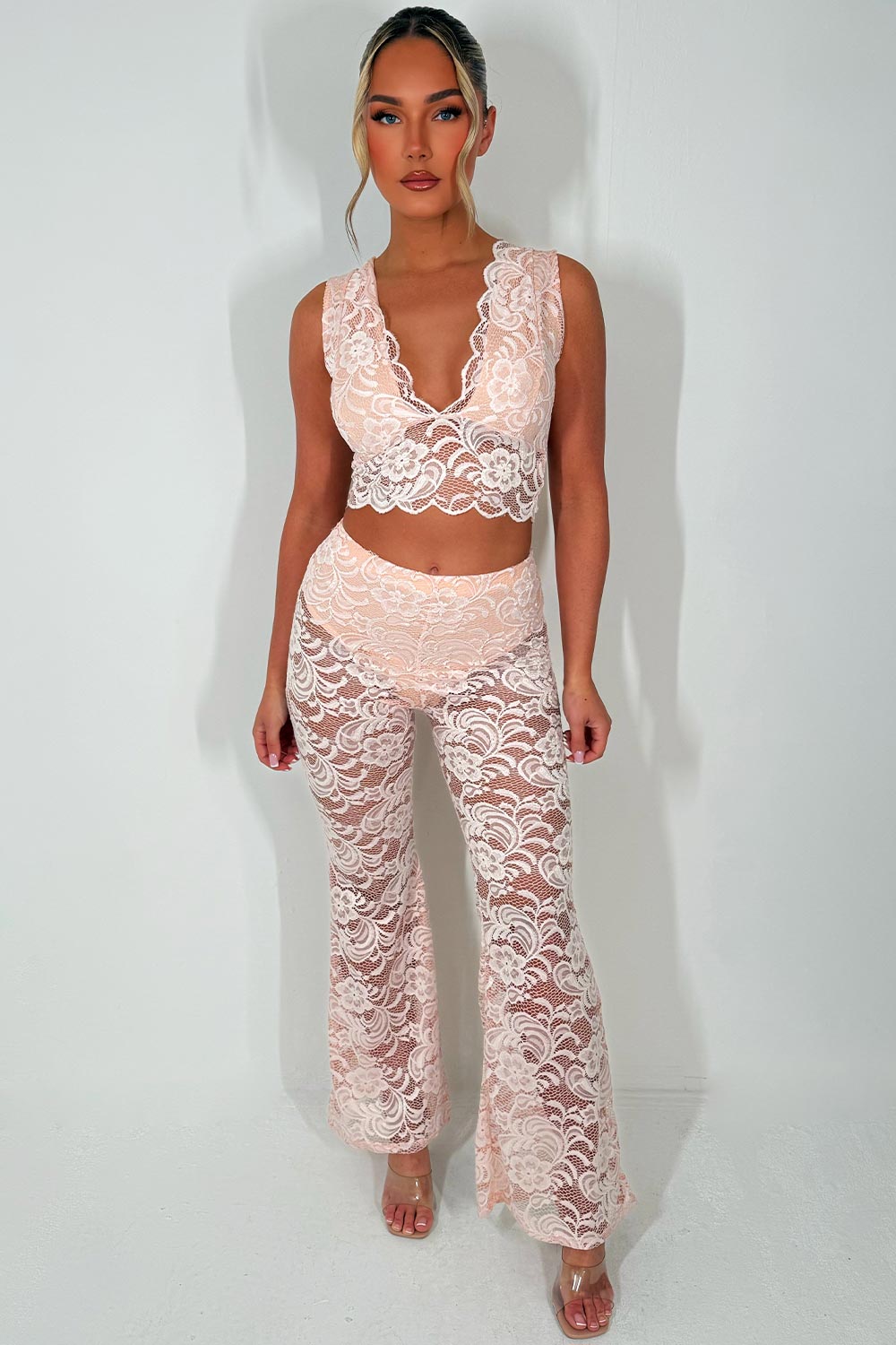 high waist lace trousers and top co ord set festival outfit styledup fashion