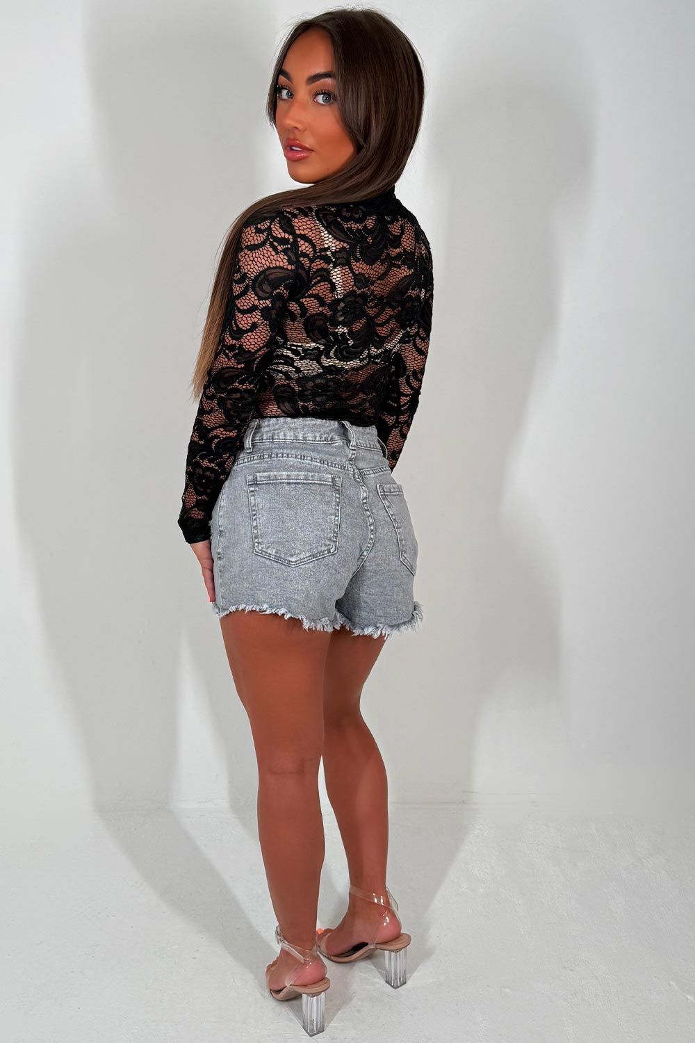 long sleeve lace bodysuit top styledup