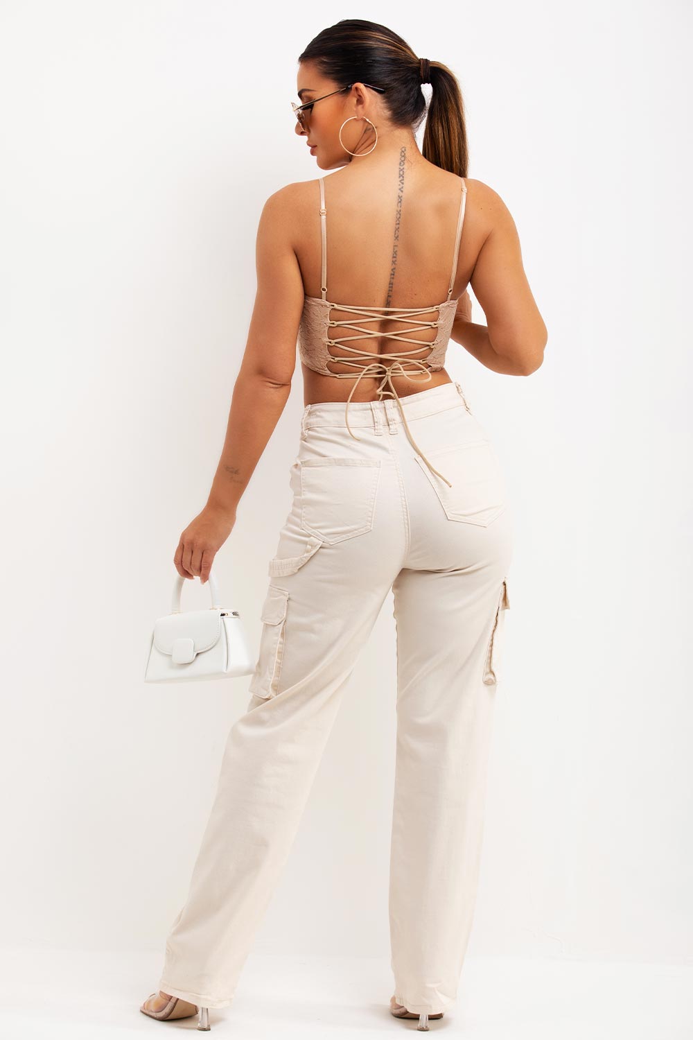 womens lace up back corset top