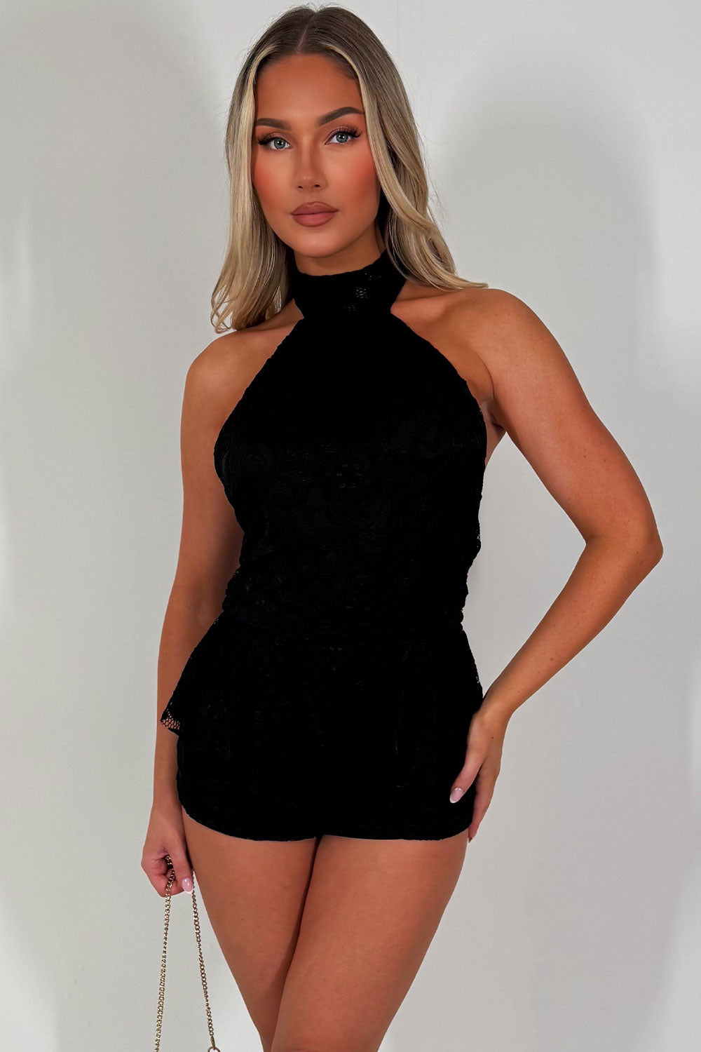 ruffle frilly lace playsuit going out party outfit styledup