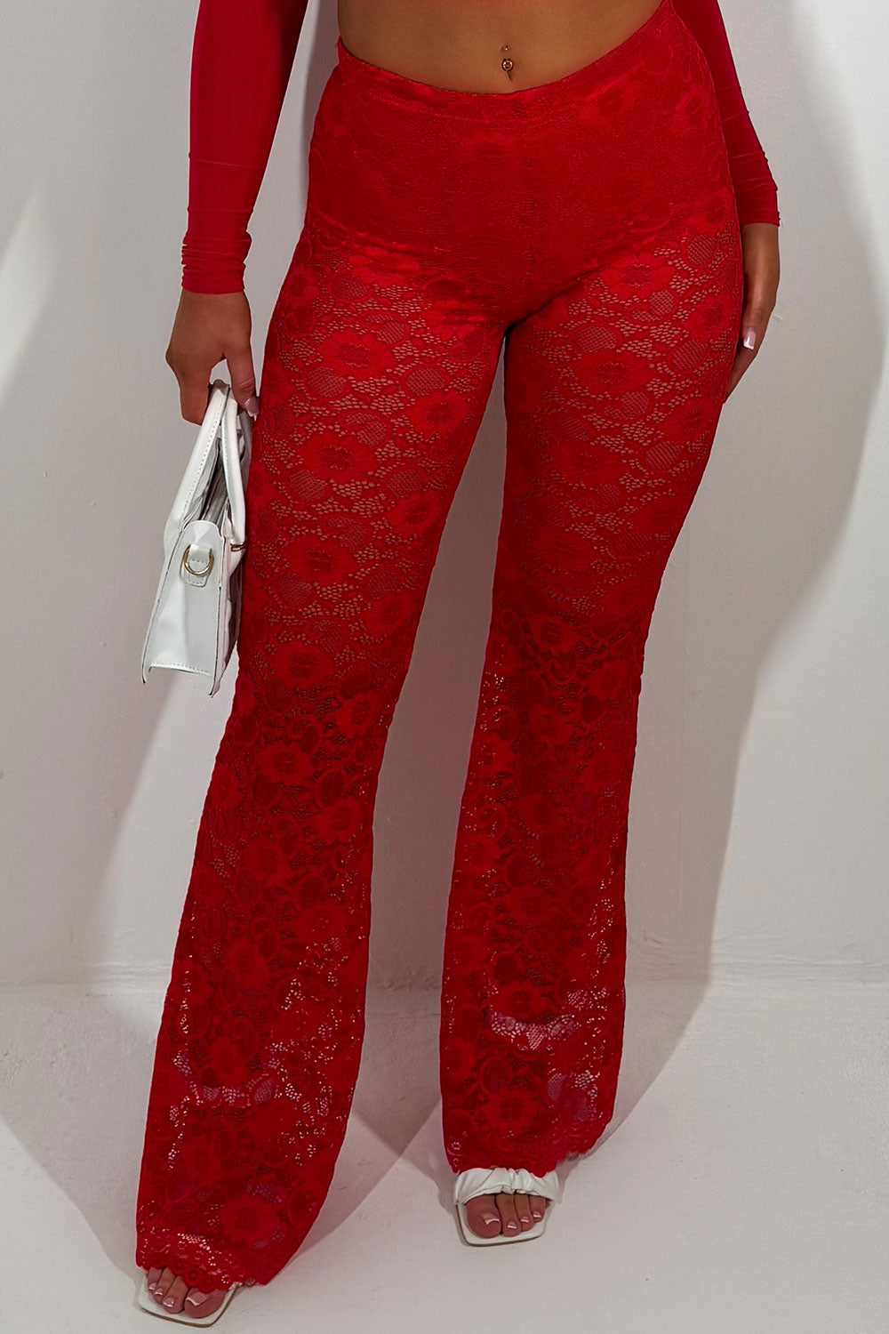 lace flared leg trousers for womens festival outfit styledup
