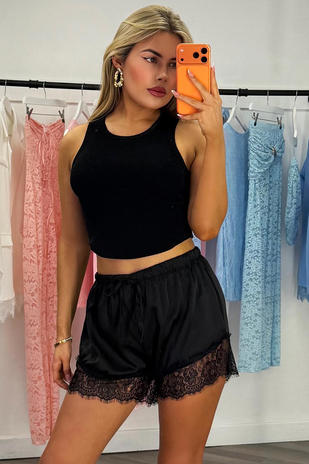 lace trim satin shorts night out party festival outfit styledup uk