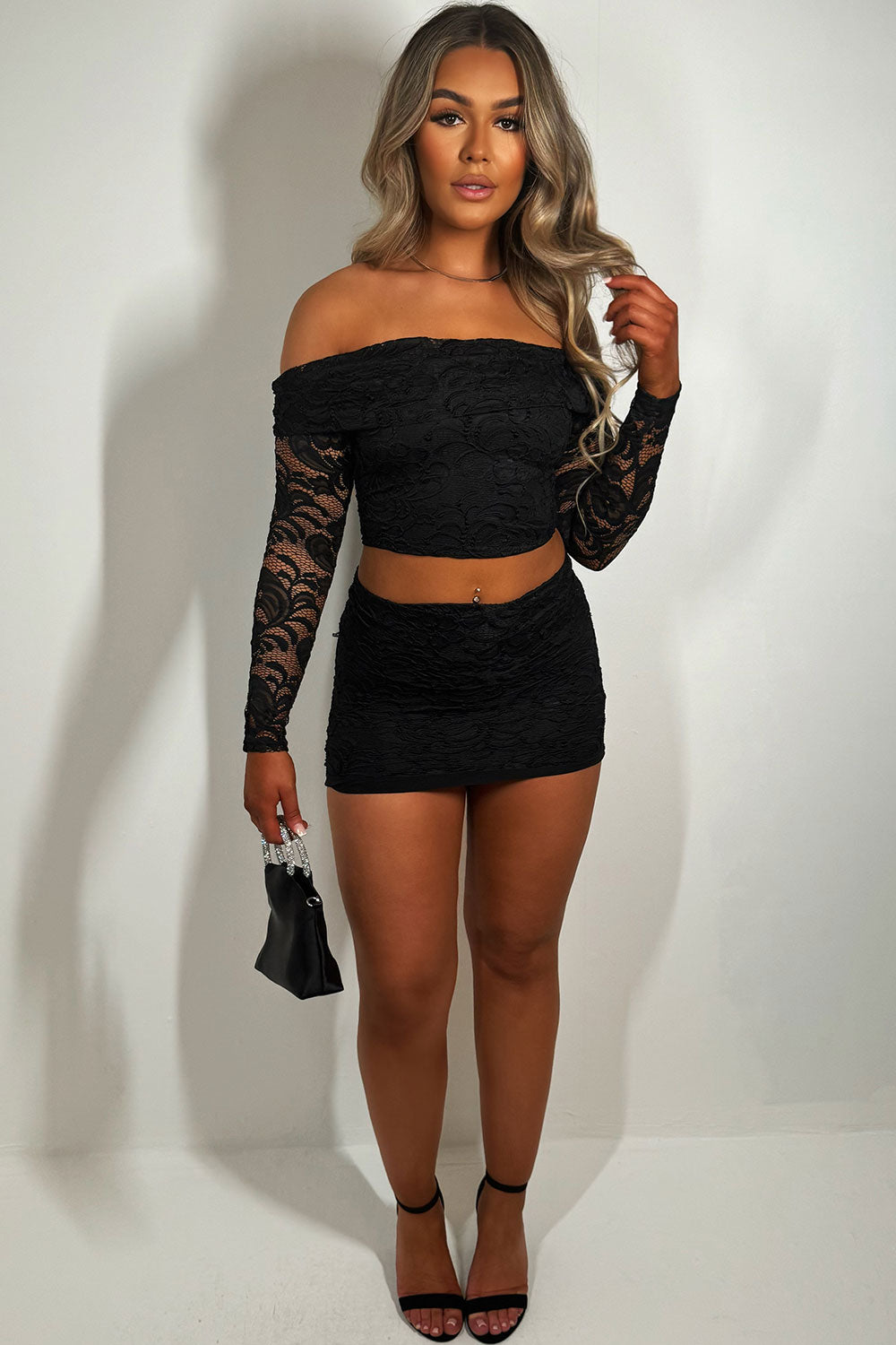 lace skirt and top two piece set