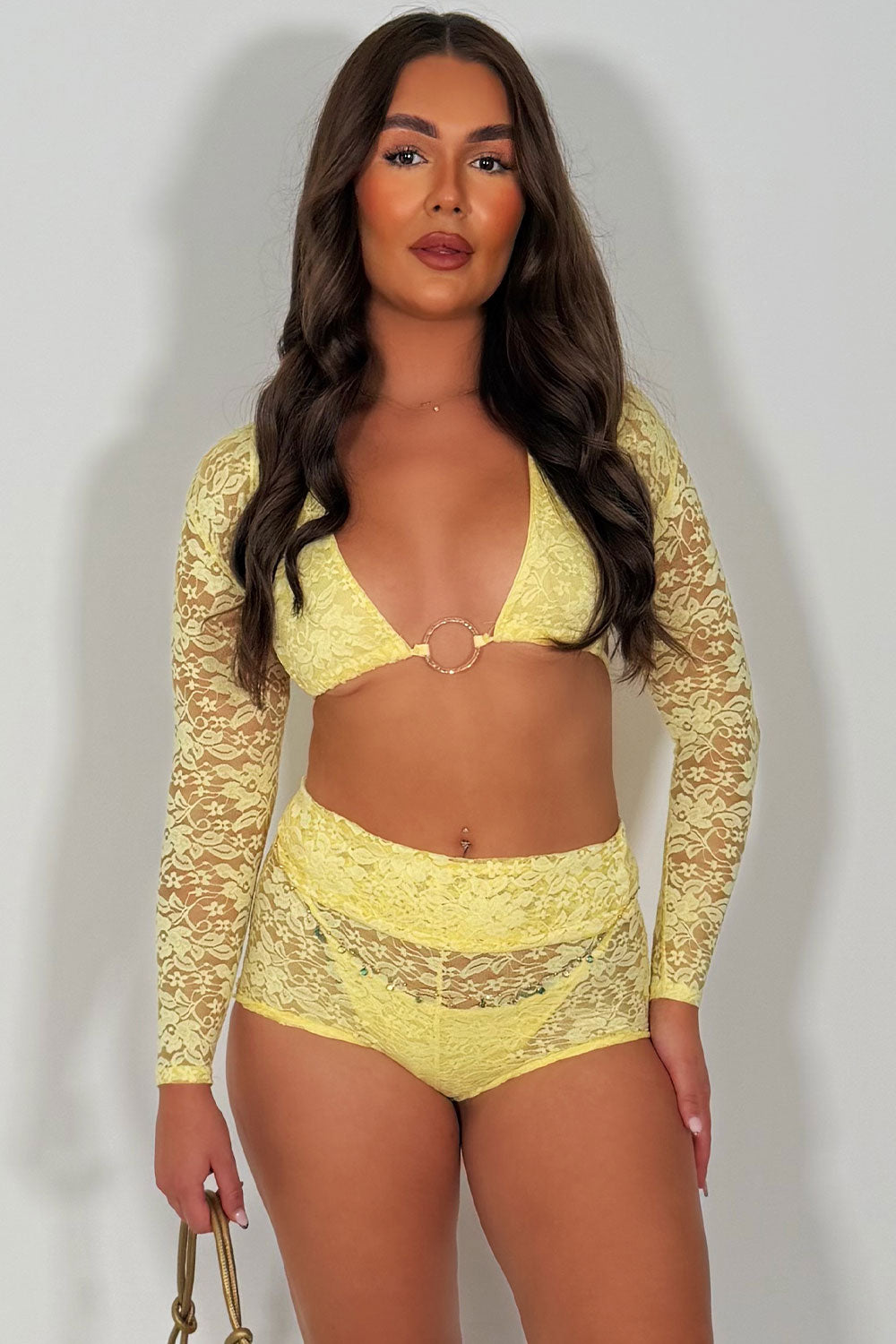 lace crop top shorts and bikini co ord festival outfit uk