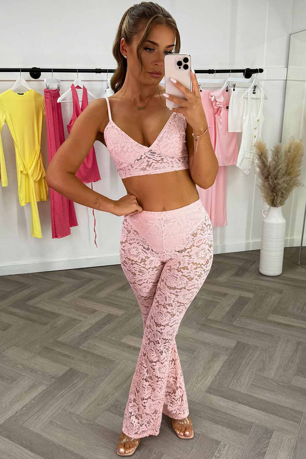 high waist lace trousers and top co ord set festival outfit styledup fashion