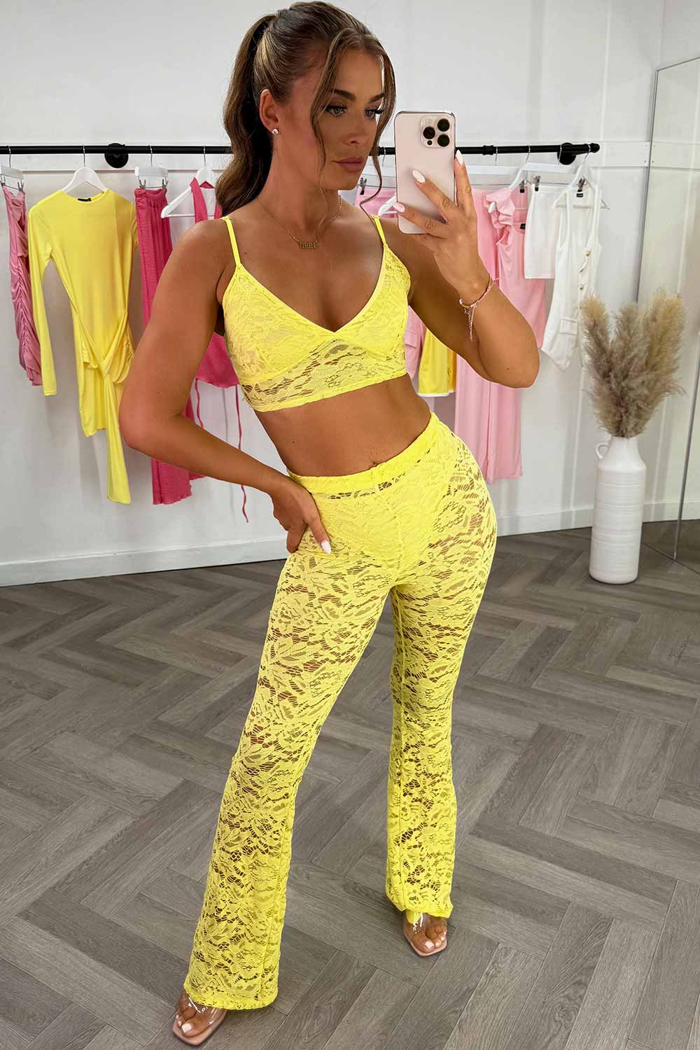 high waist lace trousers and top co ord set festival outfit styledup fashion