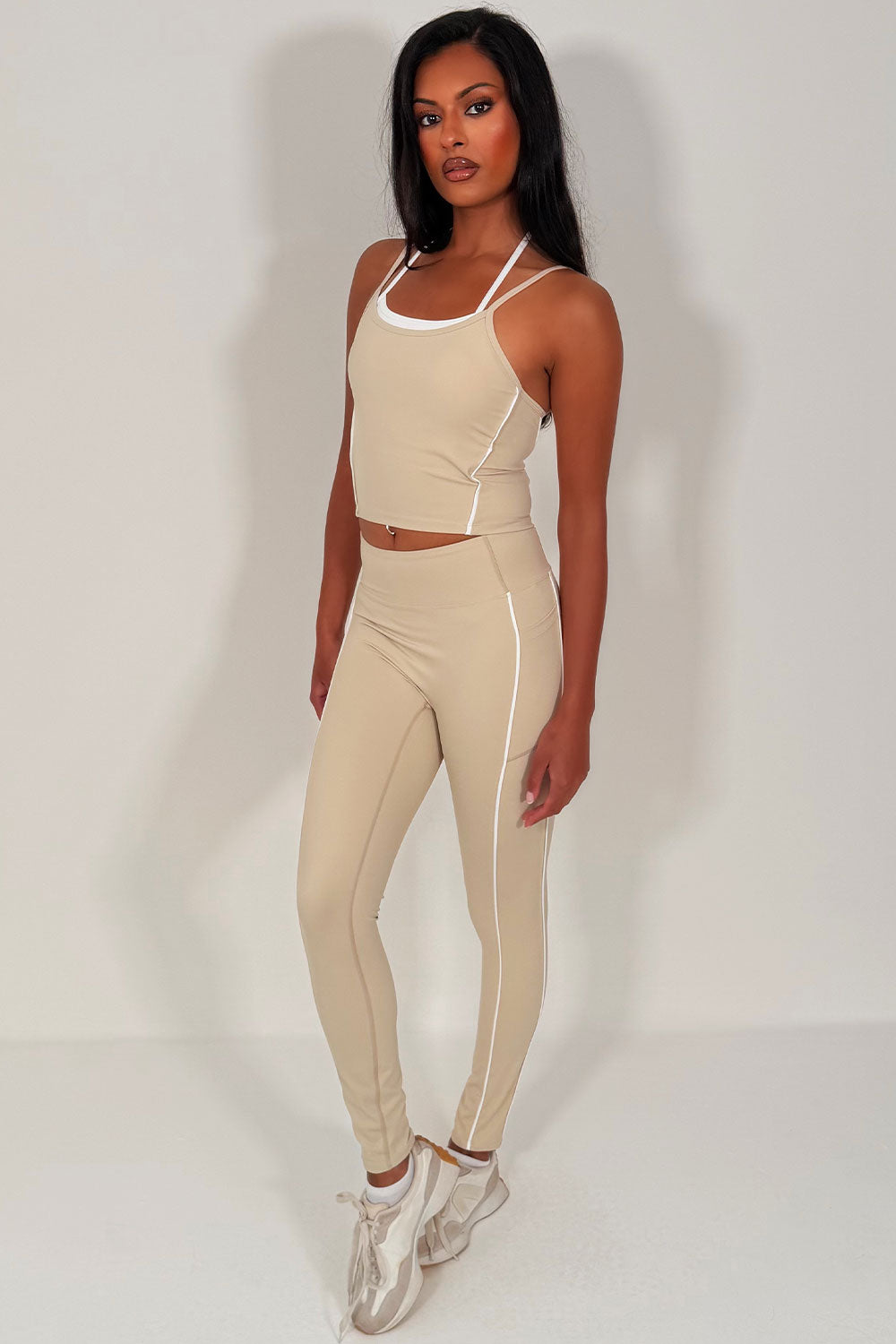 womens double up top bralet and high waist leggings two piece matching set alo yoga womens uk styledup