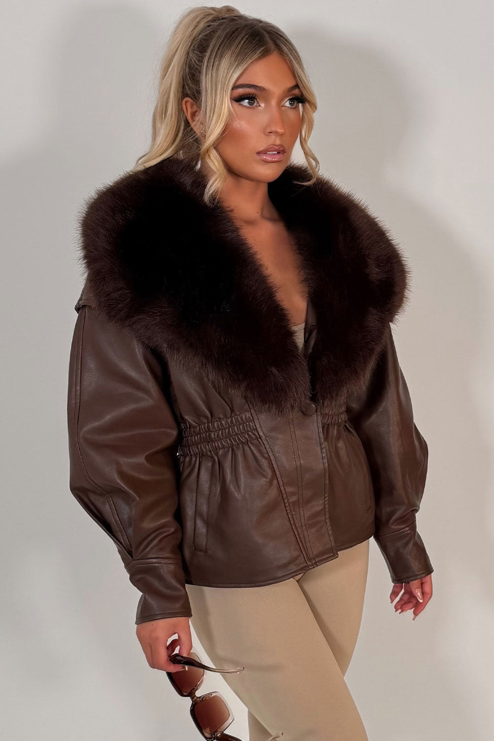 zara womens faux leather faux fur jacket uk sale