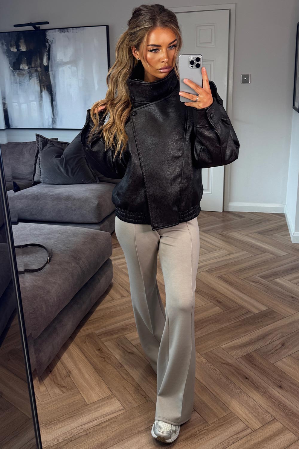 womens funnel neck faux leather jacket zara uk
