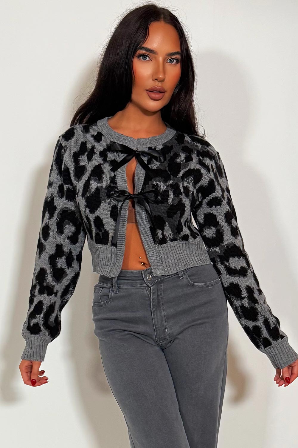 knitted leopard cardigan christmas party outfit styledup