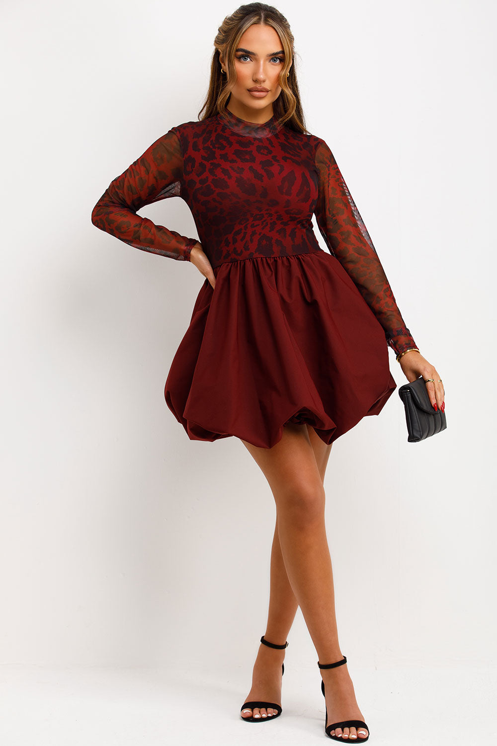 long sleeve white lace puffball dress