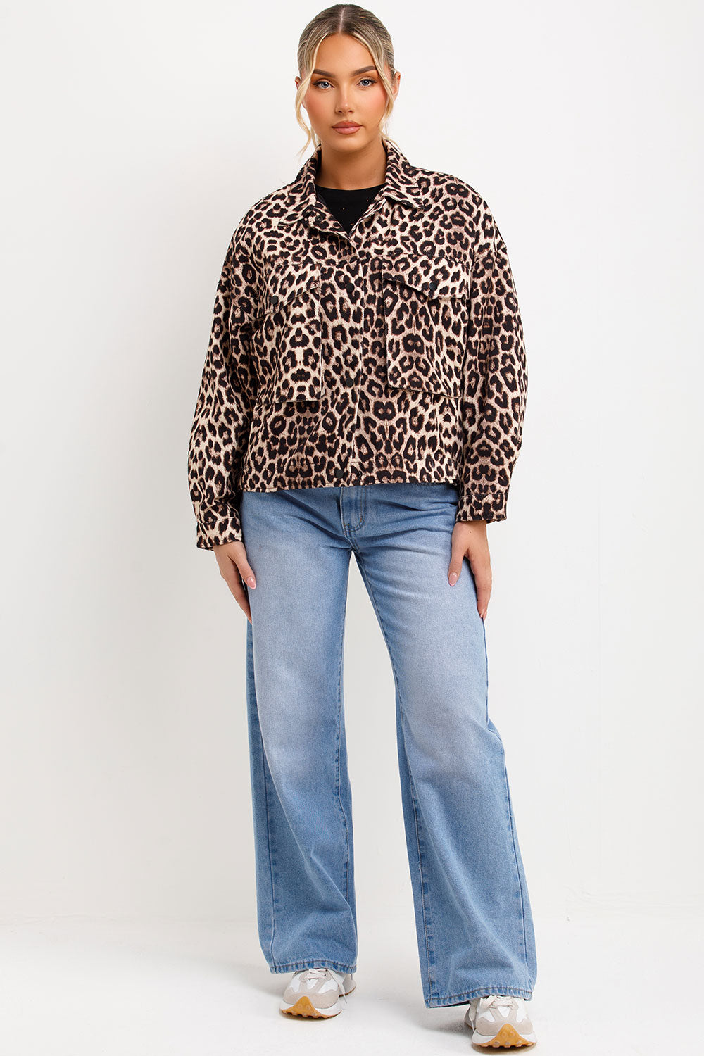 leopard print trucker jacket womens outerwear styledup
