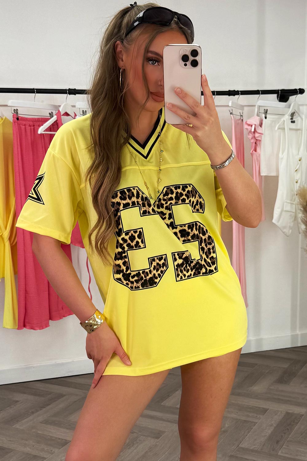 oversized football v neck top womens festival outfit