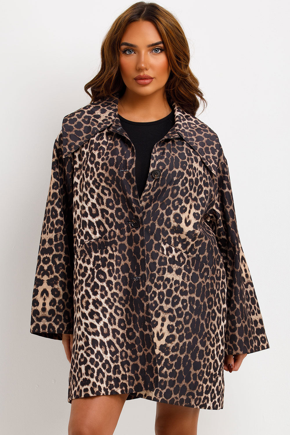 womens oversized jacket leopard print