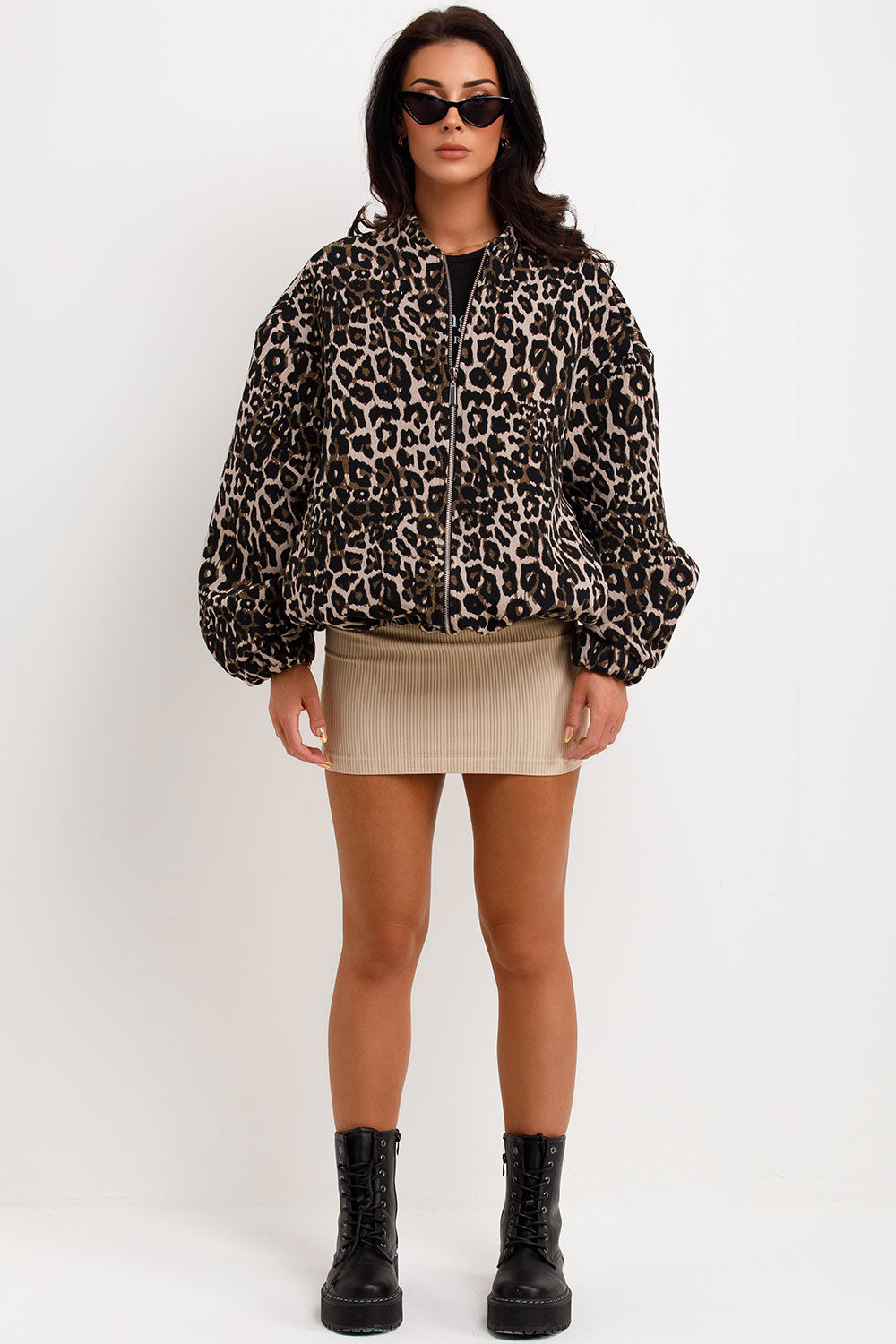 oversized bomber jacket leopard print