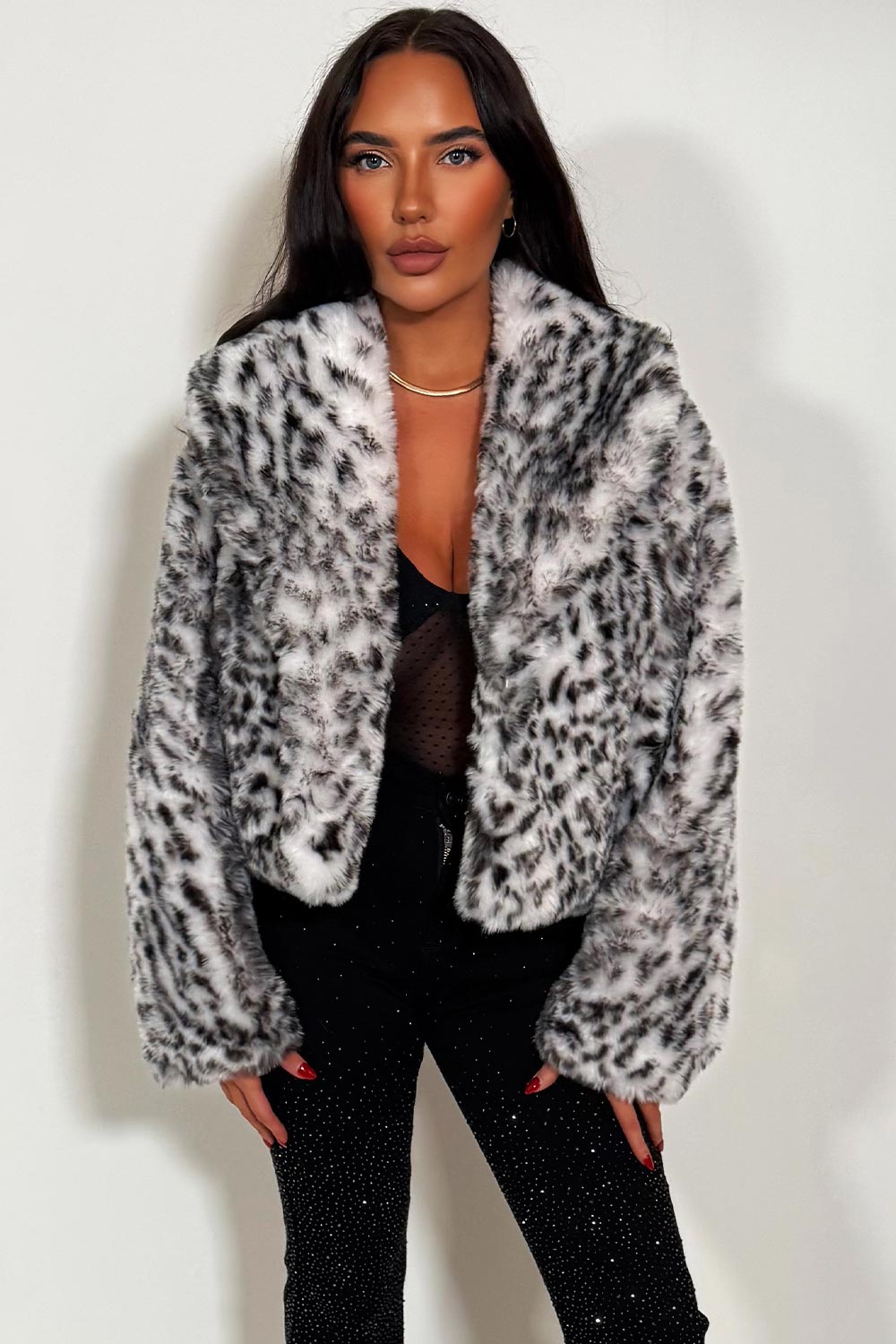 faux fur animal print jacket styled up zara uk
