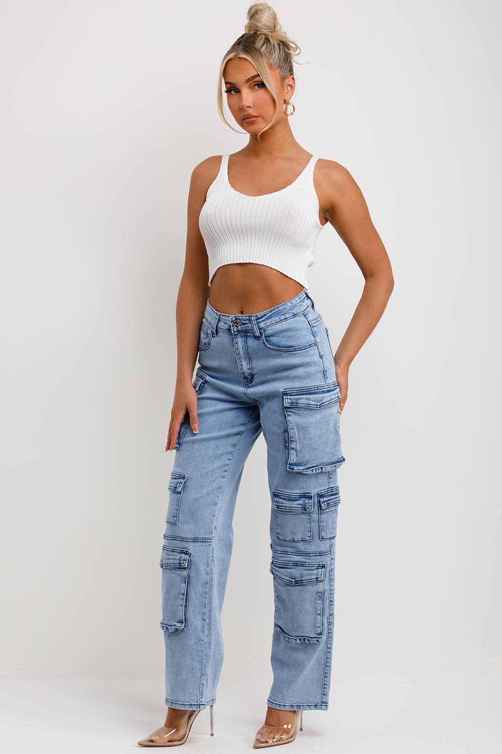 womens cargo jeans with pockets