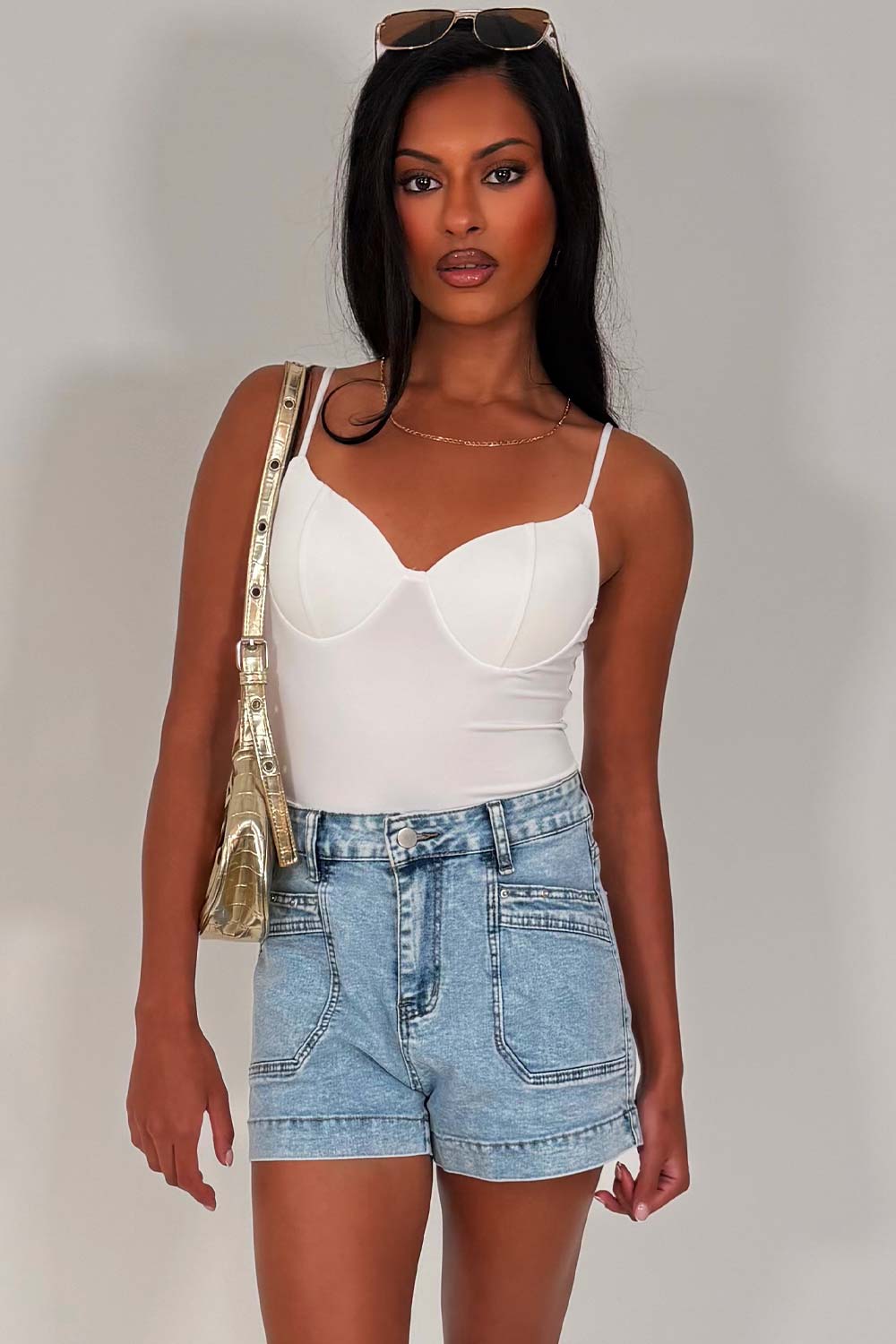 zara womens denim shorts styledup whitefox