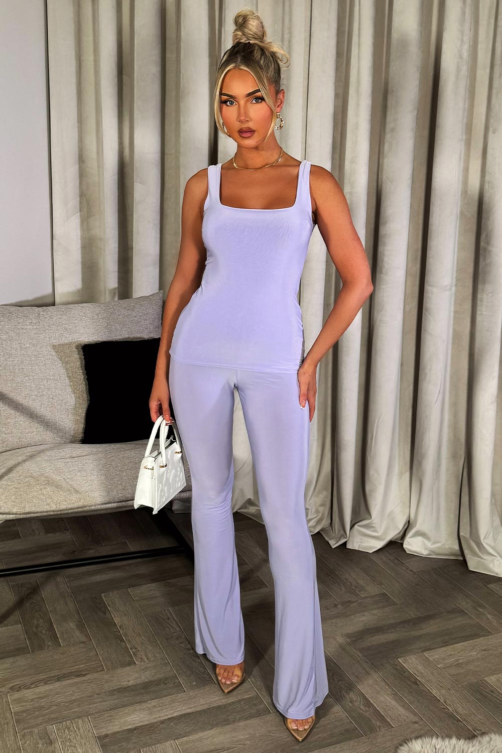 top and trousers two piece set double lined going out summer party outfit