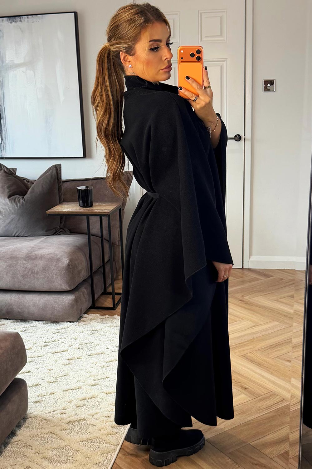 womens black long cape shawl wrap winter christmas markets outfit styledup