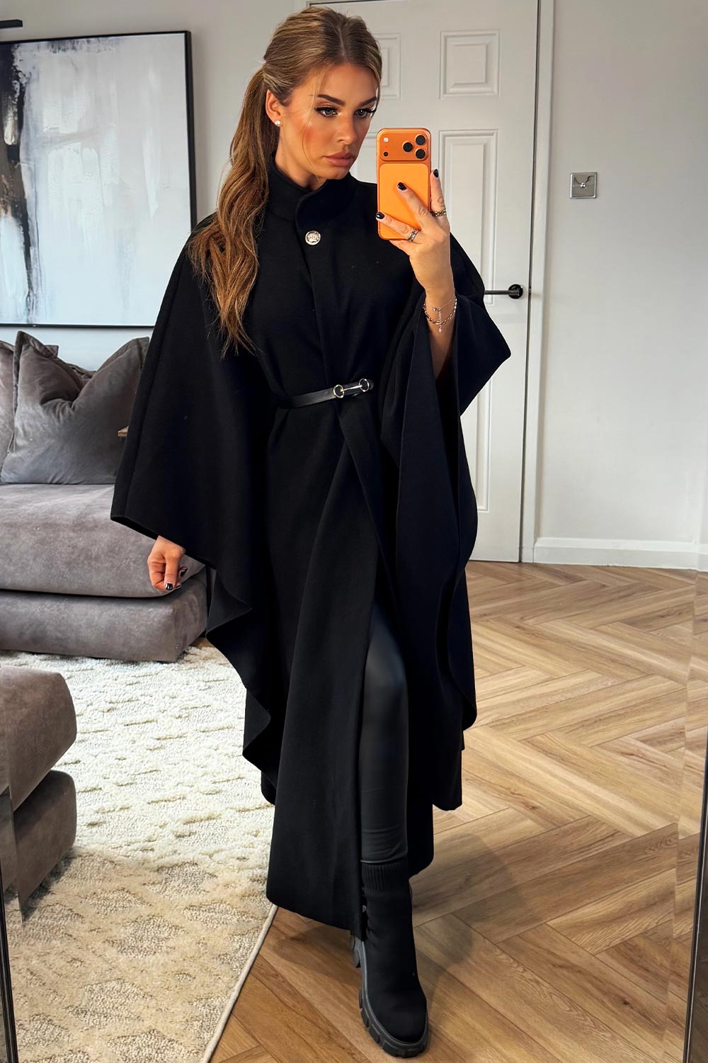 black long cape shawl for women poncho