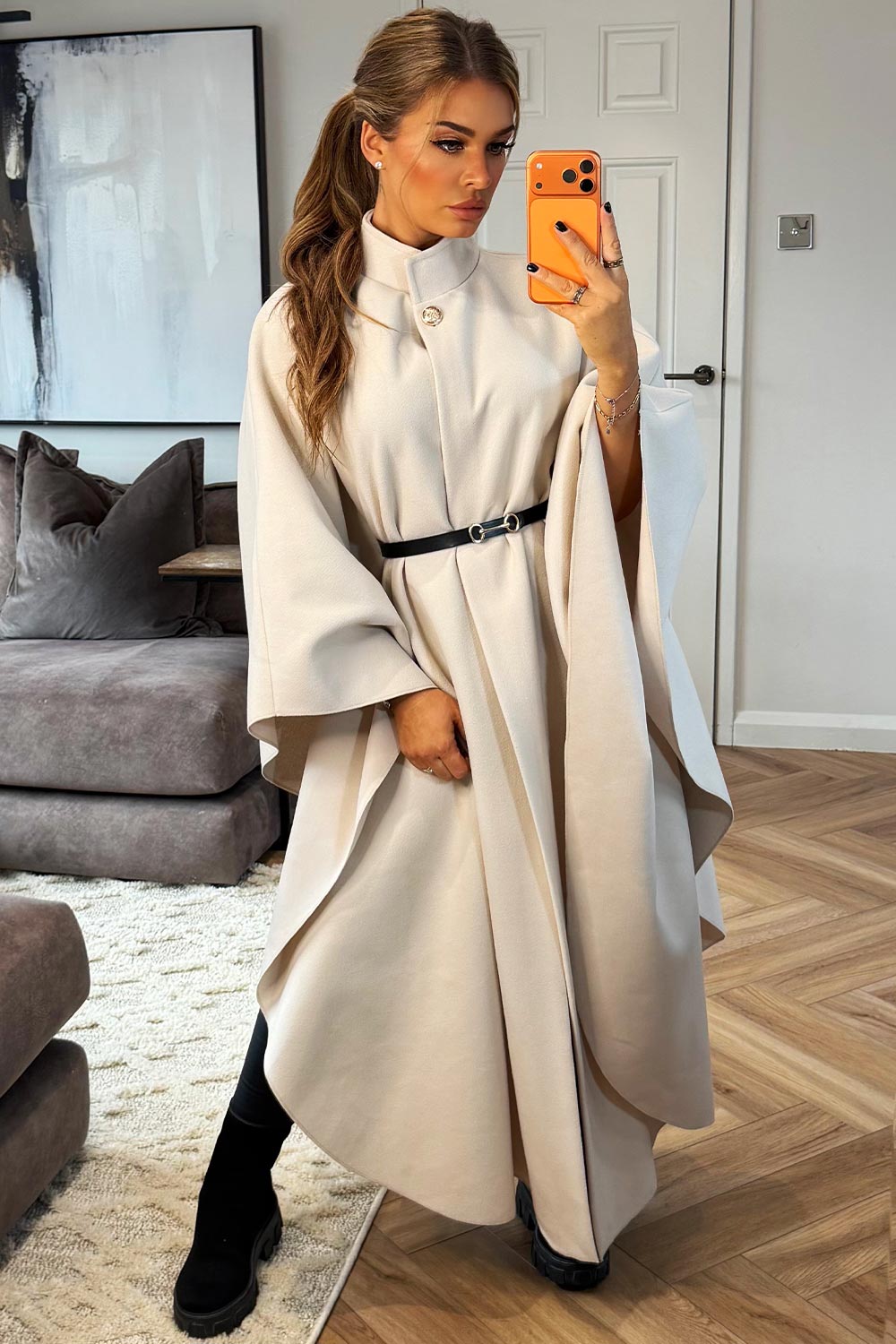 women's long cape shawl beige poncho styledup christmas markets outfit