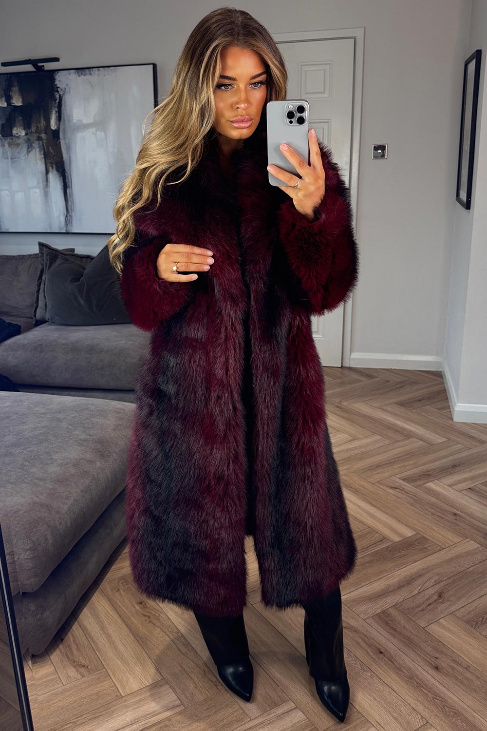fur maxi coat with collar styledup uk