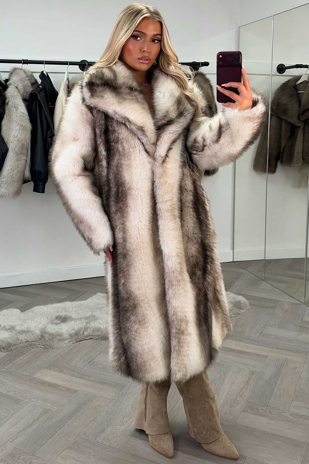womens cream fur coat with collars styledup